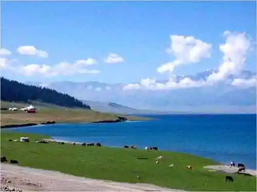 赛里木湖炊烟袅袅湖水悠悠