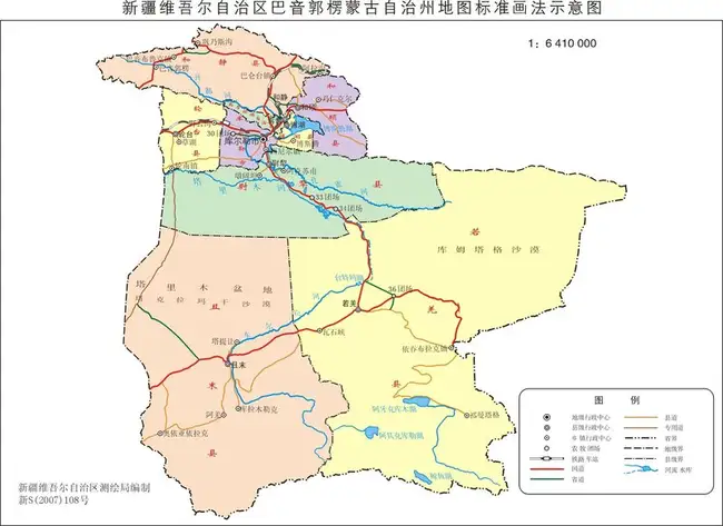 新疆巴音郭楞蒙古自治州政区地图