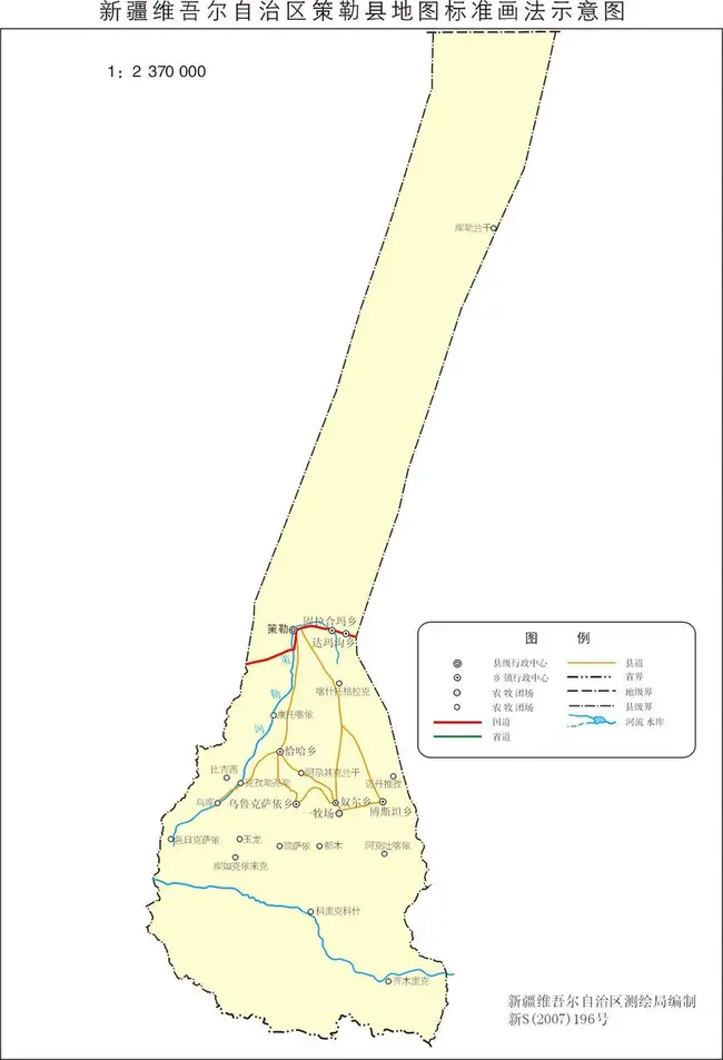 新疆策勒县地图
