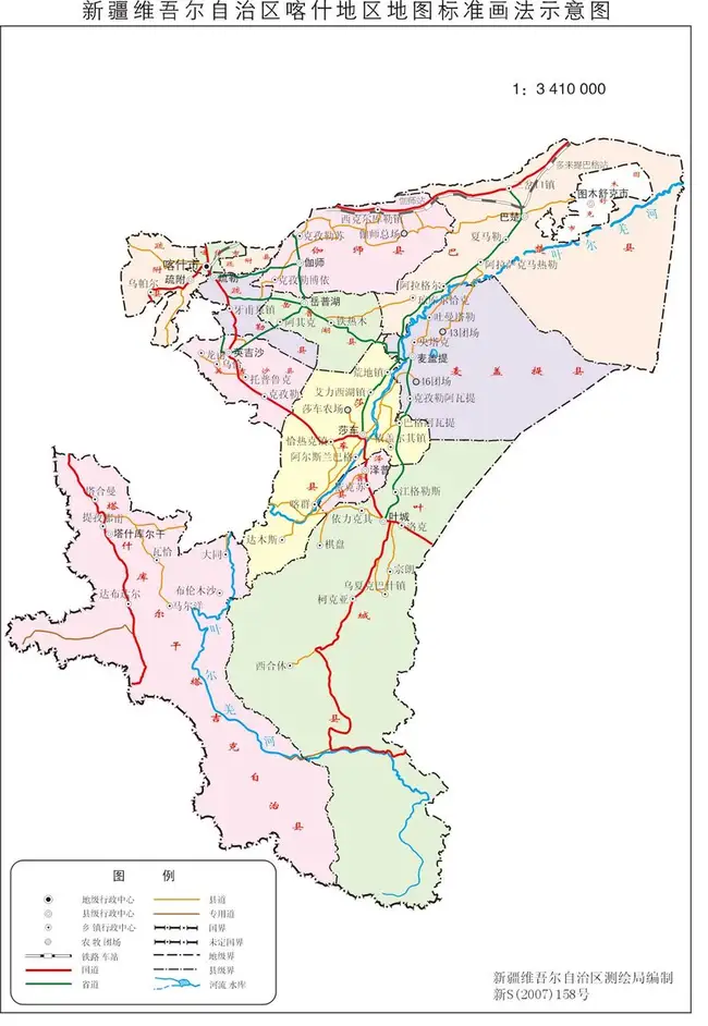 新疆喀什地区政区地图